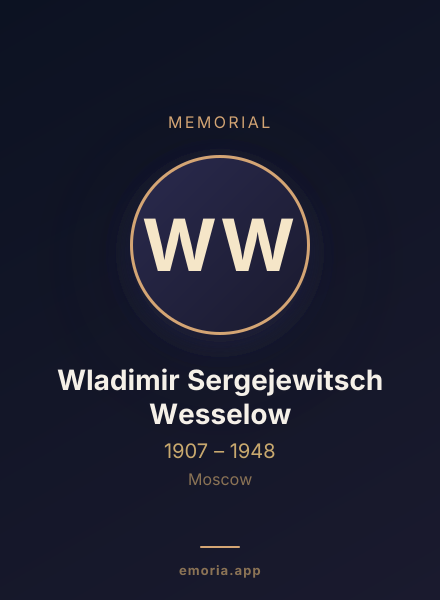 Memorial portrait of Wladimir Sergejewitsch Wesselow