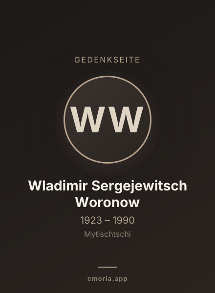 Gedenkportrait von Wladimir Sergejewitsch Woronow