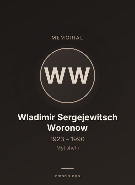 Memorial portrait of Wladimir Sergejewitsch Woronow