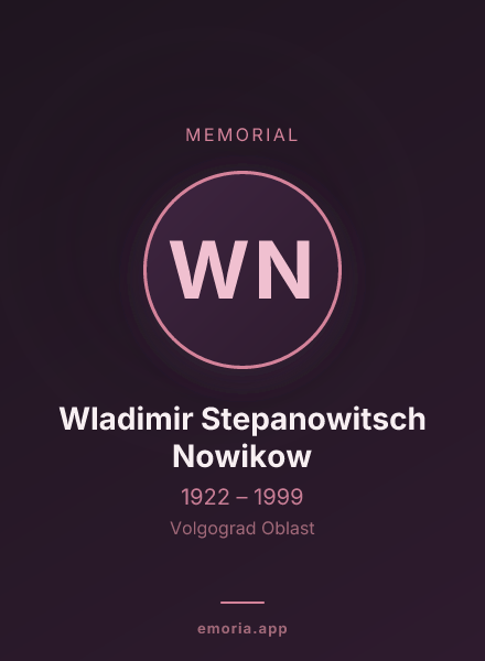 Memorial portrait of Wladimir Stepanowitsch Nowikow