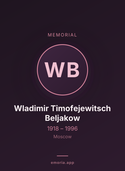 Memorial portrait of Wladimir Timofejewitsch Beljakow