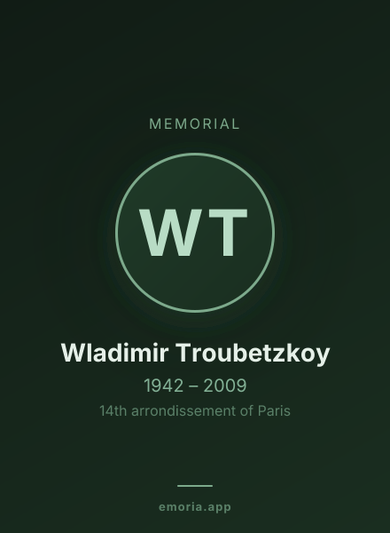 Memorial portrait of Wladimir Troubetzkoy