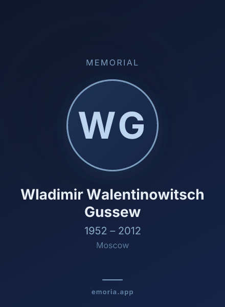 Memorial portrait of Wladimir Walentinowitsch Gussew