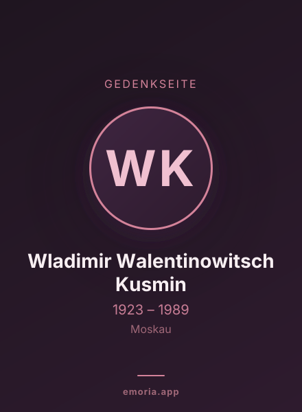 Gedenkportrait von Wladimir Walentinowitsch Kusmin