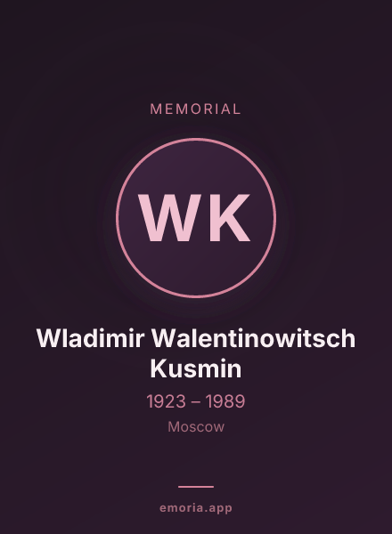 Memorial portrait of Wladimir Walentinowitsch Kusmin