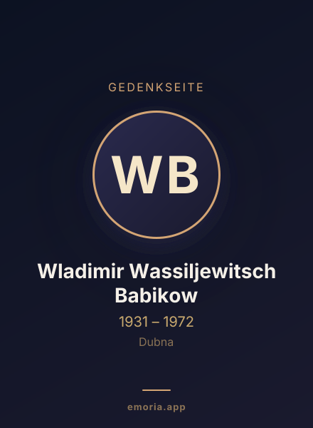 Gedenkportrait von Wladimir Wassiljewitsch Babikow