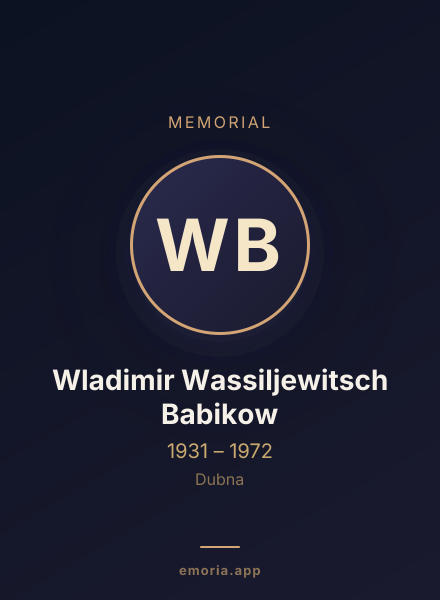 Memorial portrait of Wladimir Wassiljewitsch Babikow