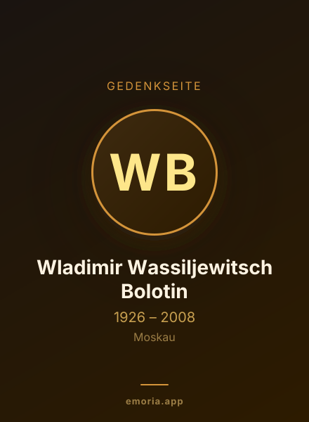 Gedenkportrait von Wladimir Wassiljewitsch Bolotin