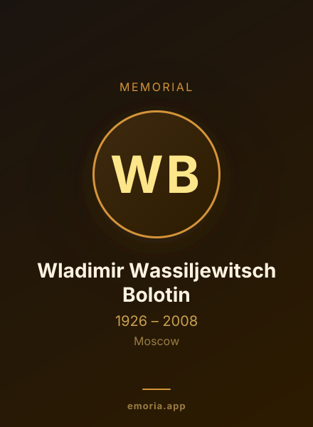 Memorial portrait of Wladimir Wassiljewitsch Bolotin
