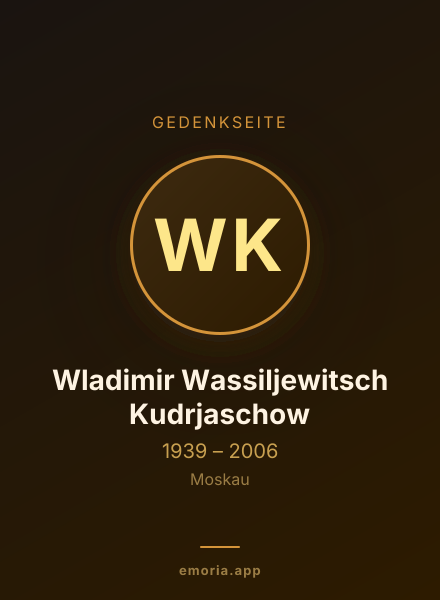 Gedenkportrait von Wladimir Wassiljewitsch Kudrjaschow