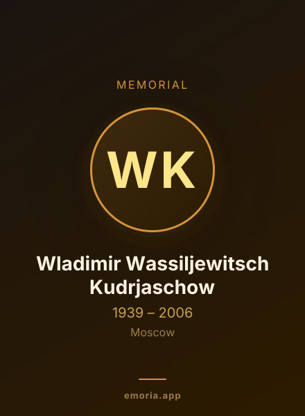 Memorial portrait of Wladimir Wassiljewitsch Kudrjaschow
