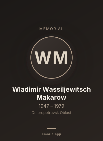 Memorial portrait of Wladimir Wassiljewitsch Makarow