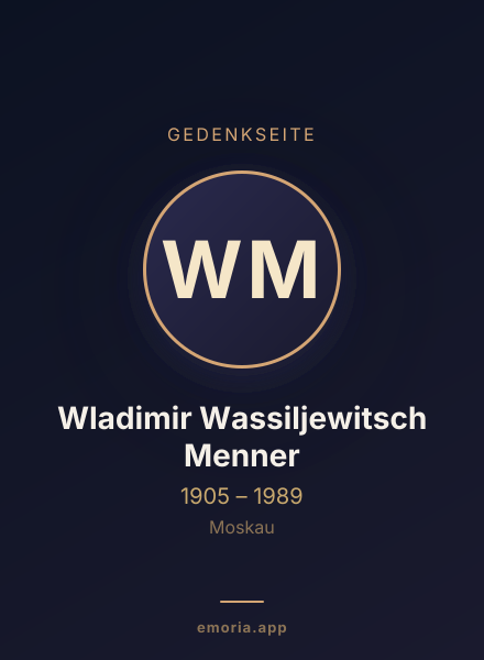 Gedenkportrait von Wladimir Wassiljewitsch Menner