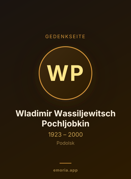 Gedenkportrait von Wladimir Wassiljewitsch Pochljobkin
