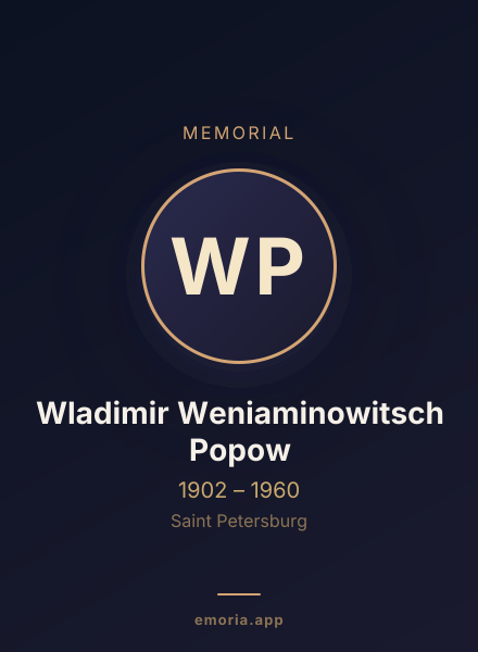 Memorial portrait of Wladimir Weniaminowitsch Popow