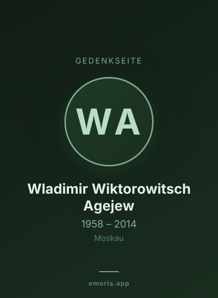 Gedenkportrait von Wladimir Wiktorowitsch Agejew