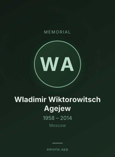 Memorial portrait of Wladimir Wiktorowitsch Agejew