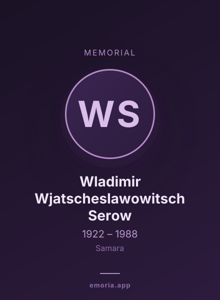 Memorial portrait of Wladimir Wjatscheslawowitsch Serow