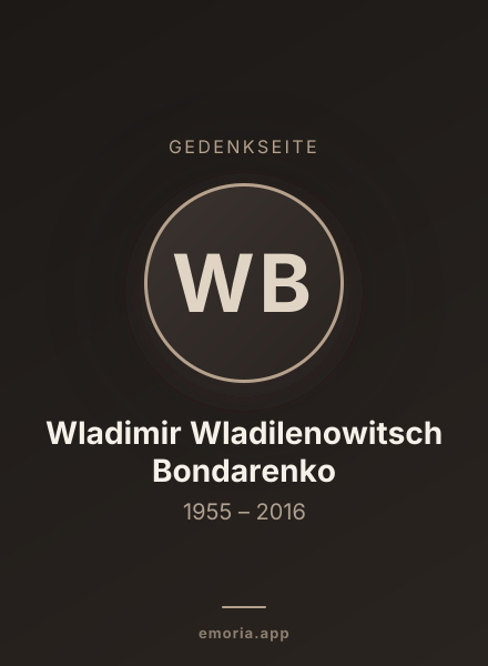 Gedenkportrait von Wladimir Wladilenowitsch Bondarenko