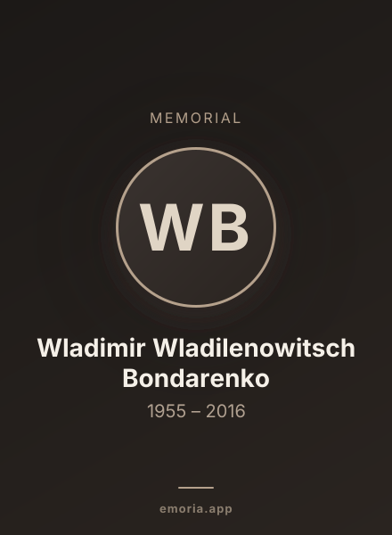 Memorial portrait of Wladimir Wladilenowitsch Bondarenko