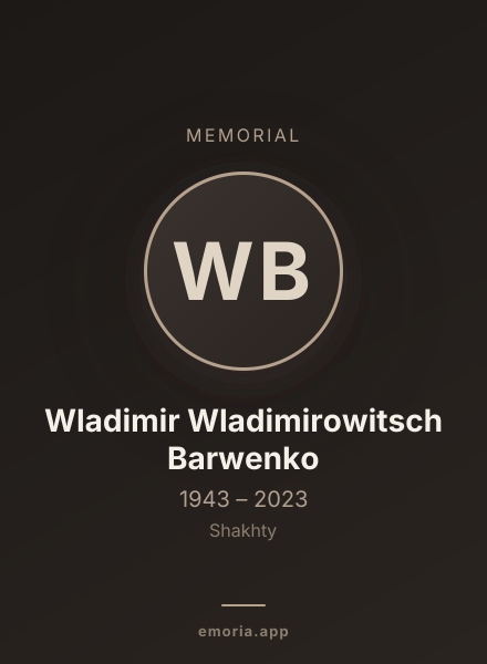 Memorial portrait of Wladimir Wladimirowitsch Barwenko