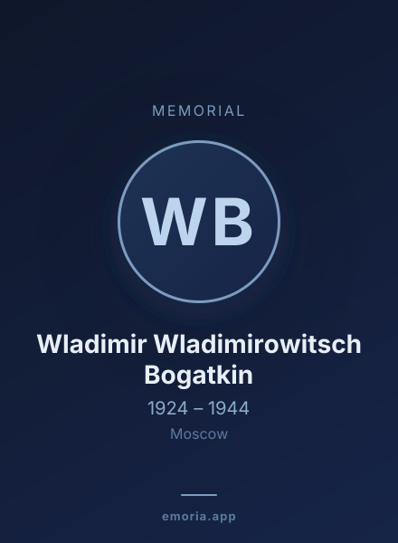 Memorial portrait of Wladimir Wladimirowitsch Bogatkin