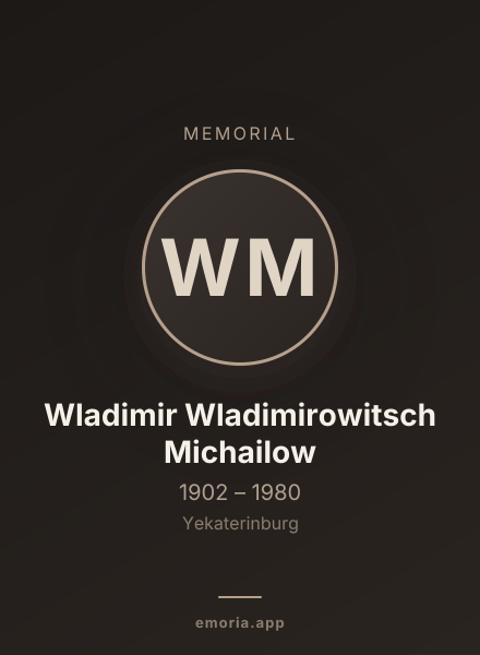 Memorial portrait of Wladimir Wladimirowitsch Michailow