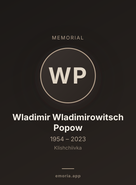Memorial portrait of Wladimir Wladimirowitsch Popow