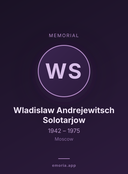 Memorial portrait of Wladislaw Andrejewitsch Solotarjow