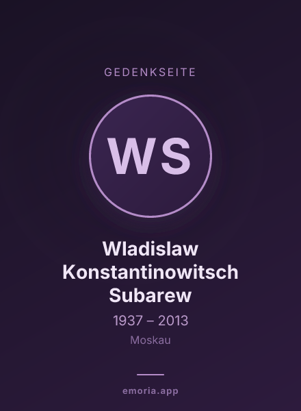 Gedenkportrait von Wladislaw Konstantinowitsch Subarew