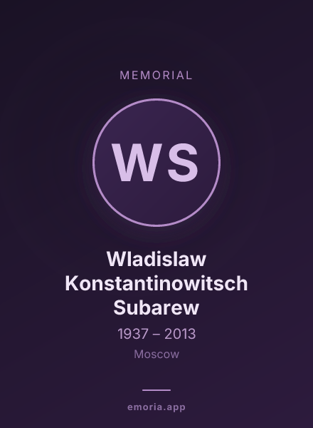 Memorial portrait of Wladislaw Konstantinowitsch Subarew
