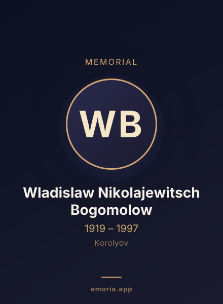 Memorial portrait of Wladislaw Nikolajewitsch Bogomolow
