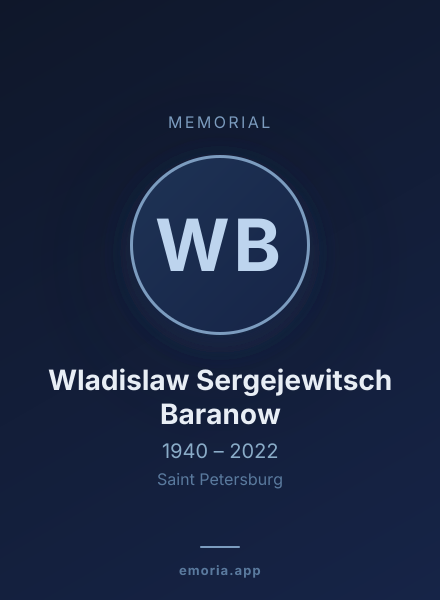 Memorial portrait of Wladislaw Sergejewitsch Baranow