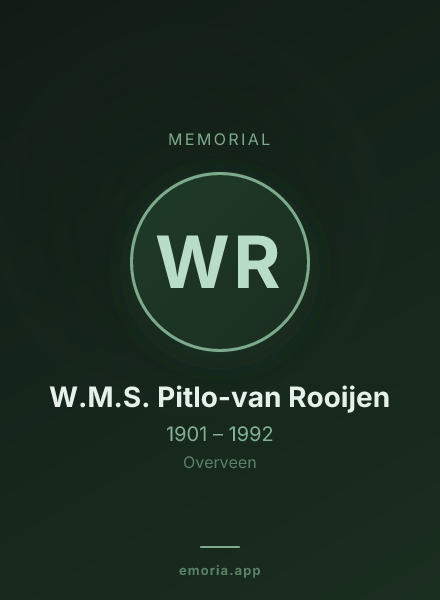 Memorial portrait of W.M.S. Pitlo-van Rooijen