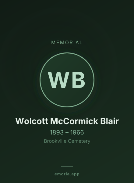 Memorial portrait of Wolcott McCormick Blair