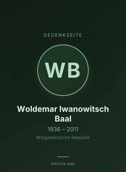 Gedenkportrait von Woldemar Iwanowitsch Baal
