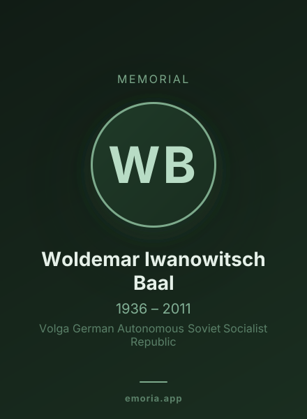 Memorial portrait of Woldemar Iwanowitsch Baal