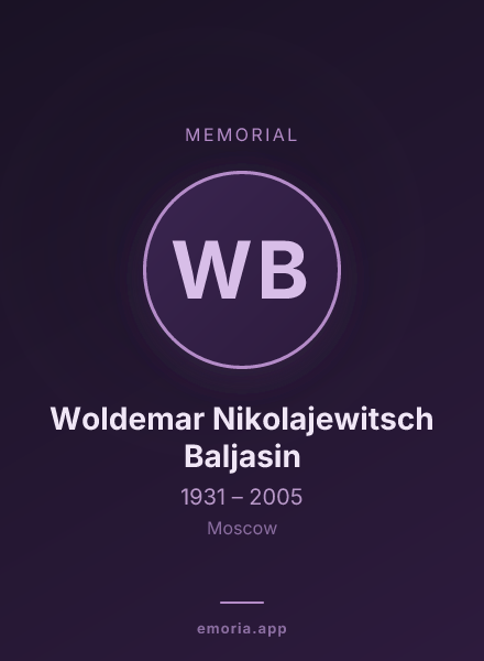 Memorial portrait of Woldemar Nikolajewitsch Baljasin
