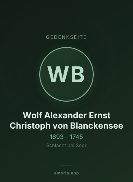 Gedenkportrait von Wolf Alexander Ernst Christoph von Blanckensee