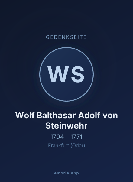 Gedenkportrait von Wolf Balthasar Adolf von Steinwehr