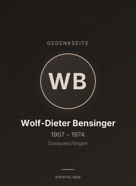 Gedenkportrait von Wolf-Dieter Bensinger