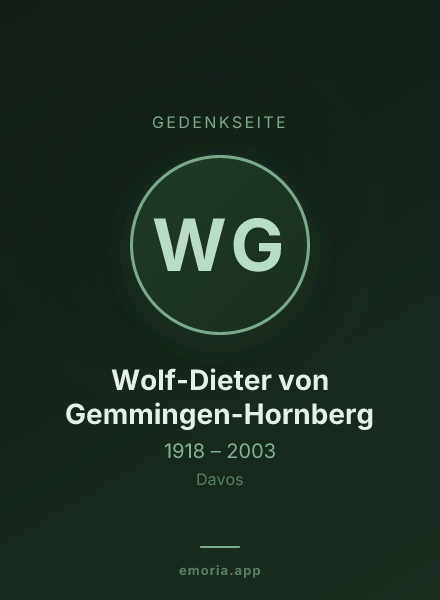 Gedenkportrait von Wolf-Dieter von Gemmingen-Hornberg