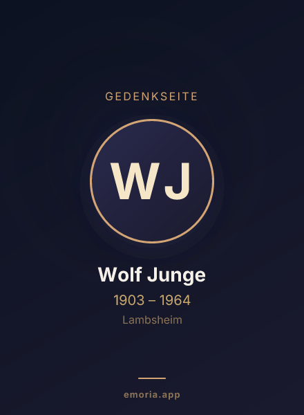 Gedenkportrait von Wolf Junge