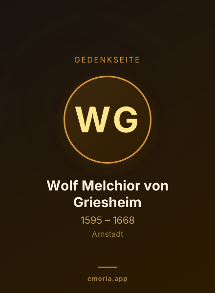 Gedenkportrait von Wolf Melchior von Griesheim