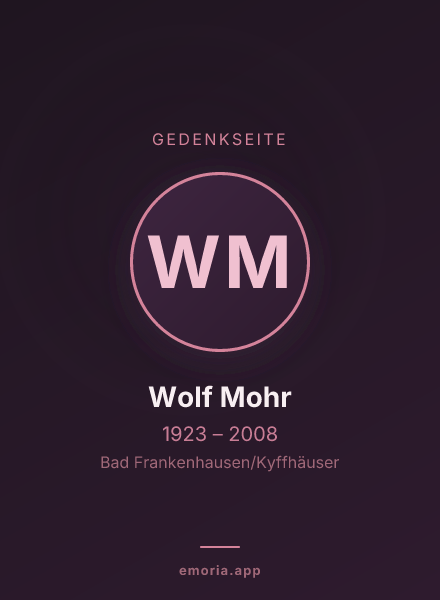 Gedenkportrait von Wolf Mohr