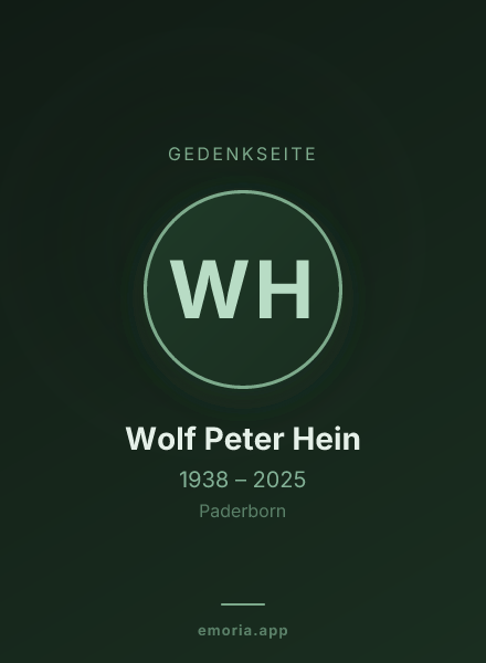 Gedenkportrait von Wolf Peter Hein