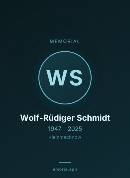 Memorial portrait of Wolf-Rüdiger Schmidt