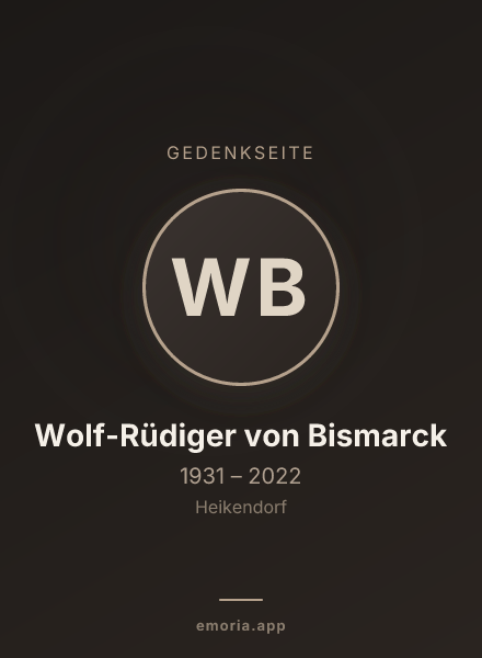 Gedenkportrait von Wolf-Rüdiger von Bismarck