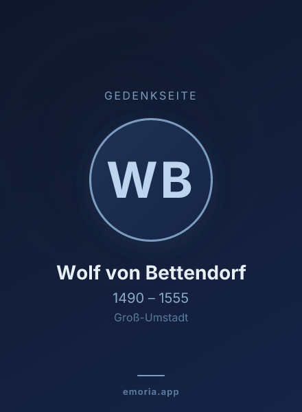 Gedenkportrait von Wolf von Bettendorf