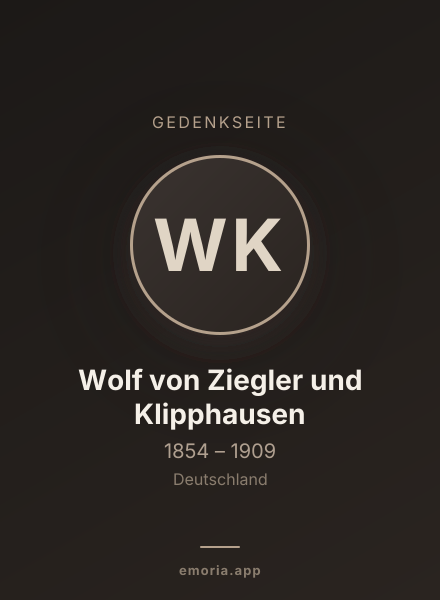 Gedenkportrait von Wolf von Ziegler und Klipphausen